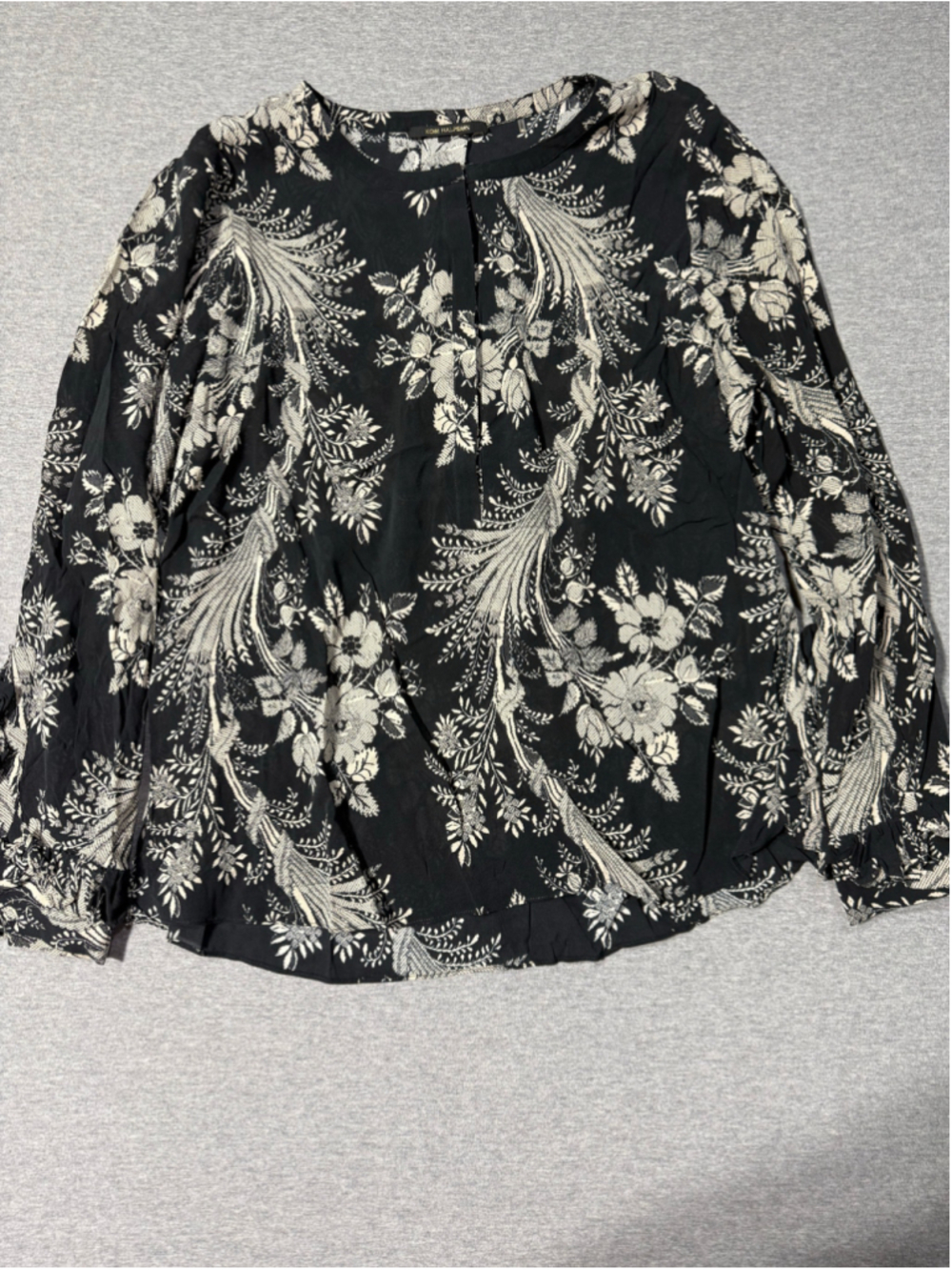 Women's Kobi Halperin Floral Blouse Size L Black White